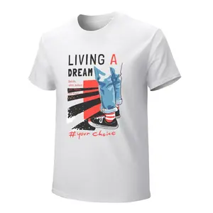 "Living A Dream" Streetwear Graphic T-Shirt, 180g Heavyweight White Tee, Casual Sneakers & Jeans Print, Modern Inspirational Streetwear for Dreamers, Urban Vibe,frisco orange tshirt, big deborah,world tshirts