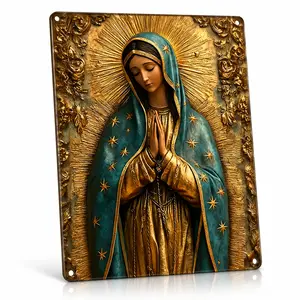 Virgin Mary Metal Sign Our Lady Of Guadalupe Vintage Tin Sign Catholic Wall Decor Rustic Christian Religious Art Plaque Home Church Gift 8x12 Inch