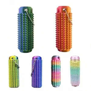 3D Printed Gradient Color Massage Roller Keychain, Sensory Tool with Textured Spikes, Stress Relief Gift, Unique Friend Present