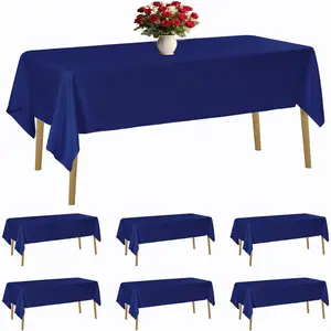6 Pack Blue Tablecloth 60 x 102 Inch Table Cloth for 6 Foot Rectangle Tables, Wrinkle Resistant Washable Table Covers for, Wedding,Dining,and Banquet