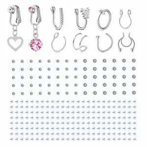 Fake Piercings Fake Nose Ring Fake Eyebrow Piercing Fake Lip Ring Fake Labret Studs Stick on Fake Nose Stud Fake Septum Ring Fake Lip Piercing Adhesive Face Jewelry Non Piercing