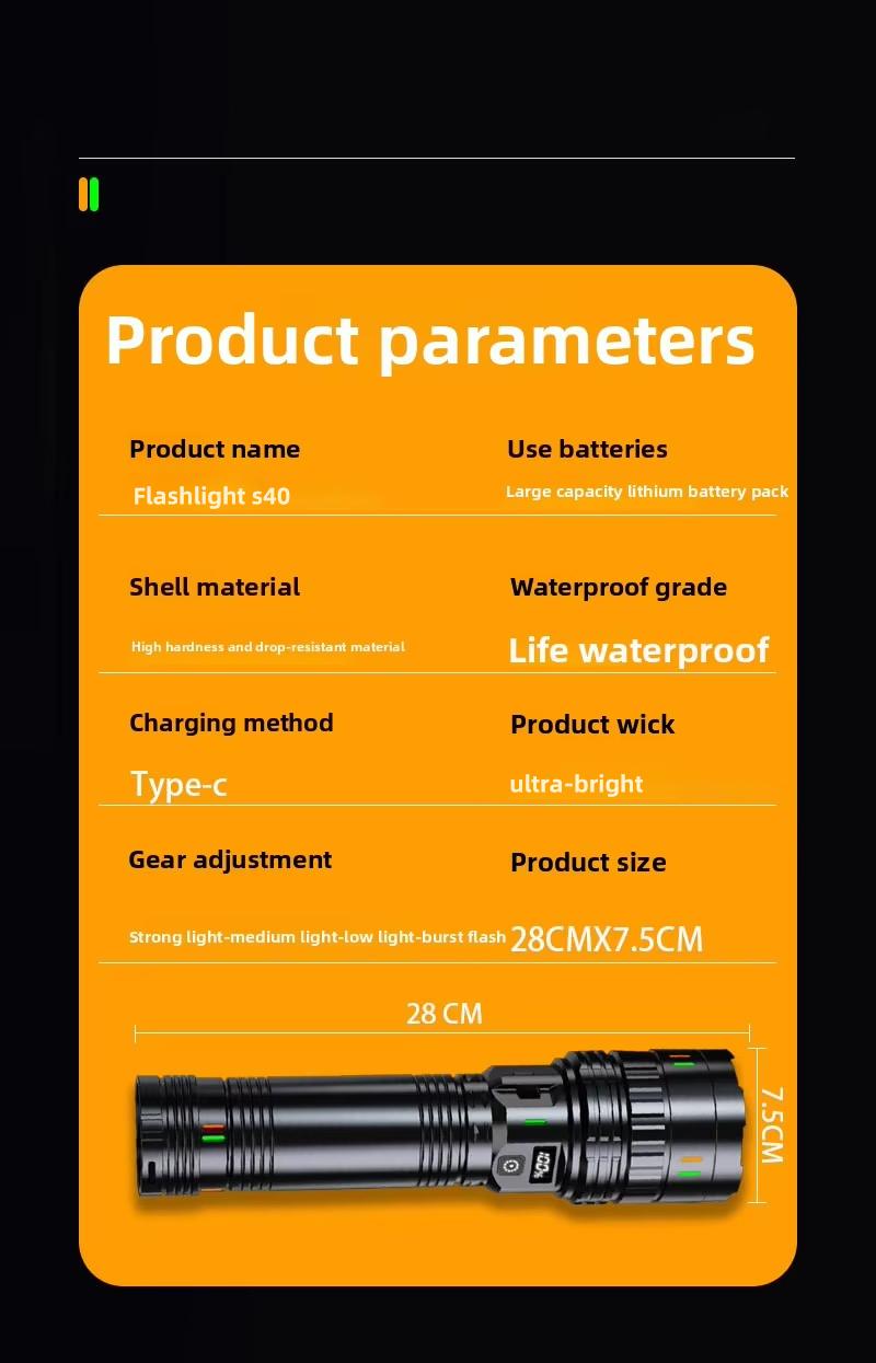 LED Flashlight,Digital display of power, Rechargeable，Zoomable, hurricanes Rechargeable LED battery powered, with 5 lighting modes summervibes