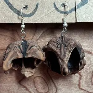 Black Walnut Shell Pieces Earrings Handmade
