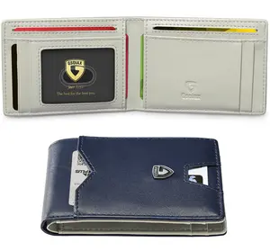 GSOIAX Mens Slim Wallet for Men Minimalist Genuine Leather Carbon Fiber Rfid Blocking Bifold  With Gift Box