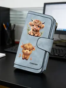 1pc Scottish Highland Cow Women'S Long Wallet, Multi-Functional Wallet, Portable Snap Closure Coin Purse, Birthday Gift and Daily Commute forCow lovers, Playful Design, Perfect Holiday Gift, Perfect for Outdoor, Travel, and Family Use, 3.22PYT-6