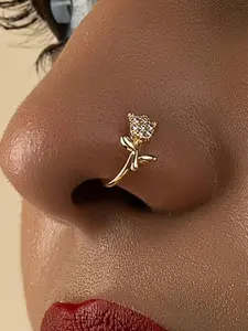 Simple Artificial Sparkling Zircon Inlay Nose Ring, Fashionable Nose Piercing Jewelry for Women & Men, Trendy All-match & Exquisite Jewelry for Birthday Gift