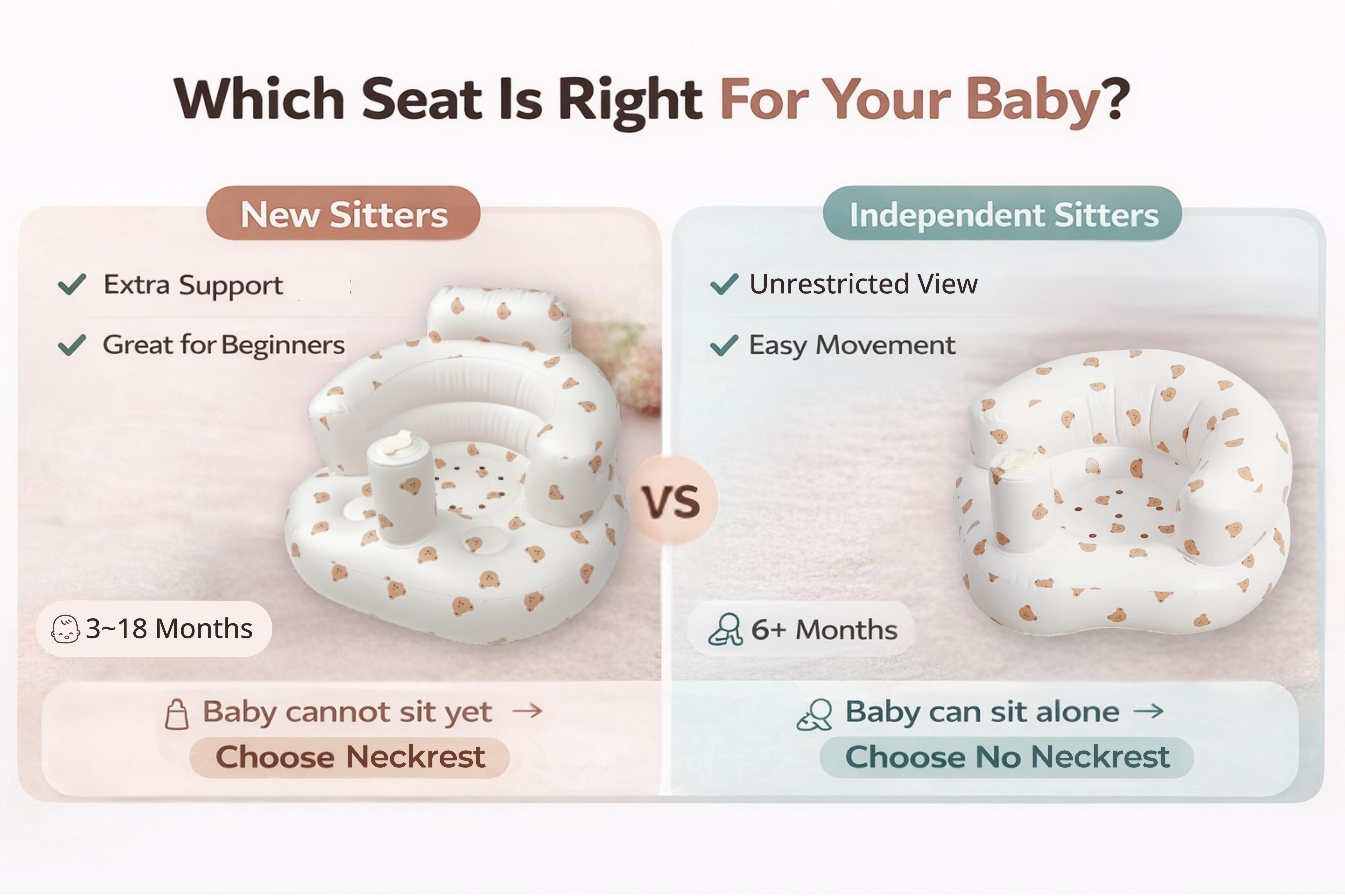 Inflatable Baby Seat 3+ Months, Built-in Air Pump Baby Seat for Kids, Toddler, Blow-up Baby Chair with Back Support, Breathable Cover, Newborn Baby Essentials, Toddler Items, Baby Carrier Alternative, Baby Essentials & Baby Items