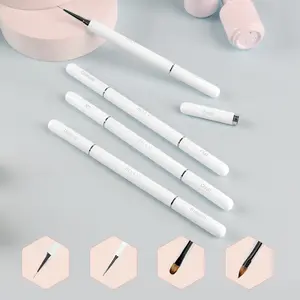 Nail Art Brush Set Double-Head Magnetic-Cover 4 Counts Professional Liner Drawing Pen for Acrylic Gel Polish Cuticles Compact Lightweight Manicure Tools