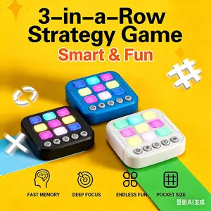 Kids Handheld Electronic Game Console Smart Tic-Tac-Toe Whack-a-Mole Memory Challenge Reaction Battle Modes Educational Brain Teaser Toy for Logical Thinking Training Parent-Child Interaction