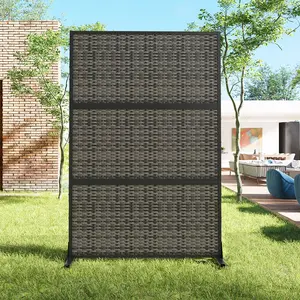 72" H×44" W Woven Rattan Outdoor Privacy Screen Fence Panel For Patio Balcony Freestanding