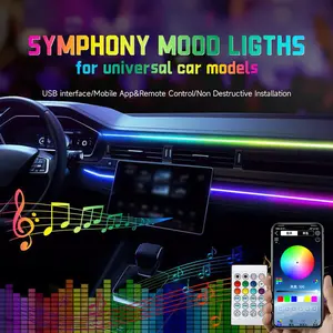 Car LED Ambient Light,USB Powered,Color Cold Light, Decoration Car Accessories Remote Control Atmosphere Lamp，110+35cm Length, Full Color, Hidden App Remote, Atmosphere Light