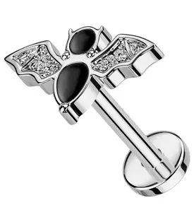 Black Bat Titanium Threadless Labret