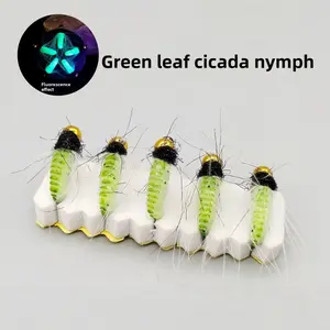 5/10 Green Leafhopper Nymphs, Lure Fly Fishing CDC Feather Hand-Tie Fly Bait Fishing Lures