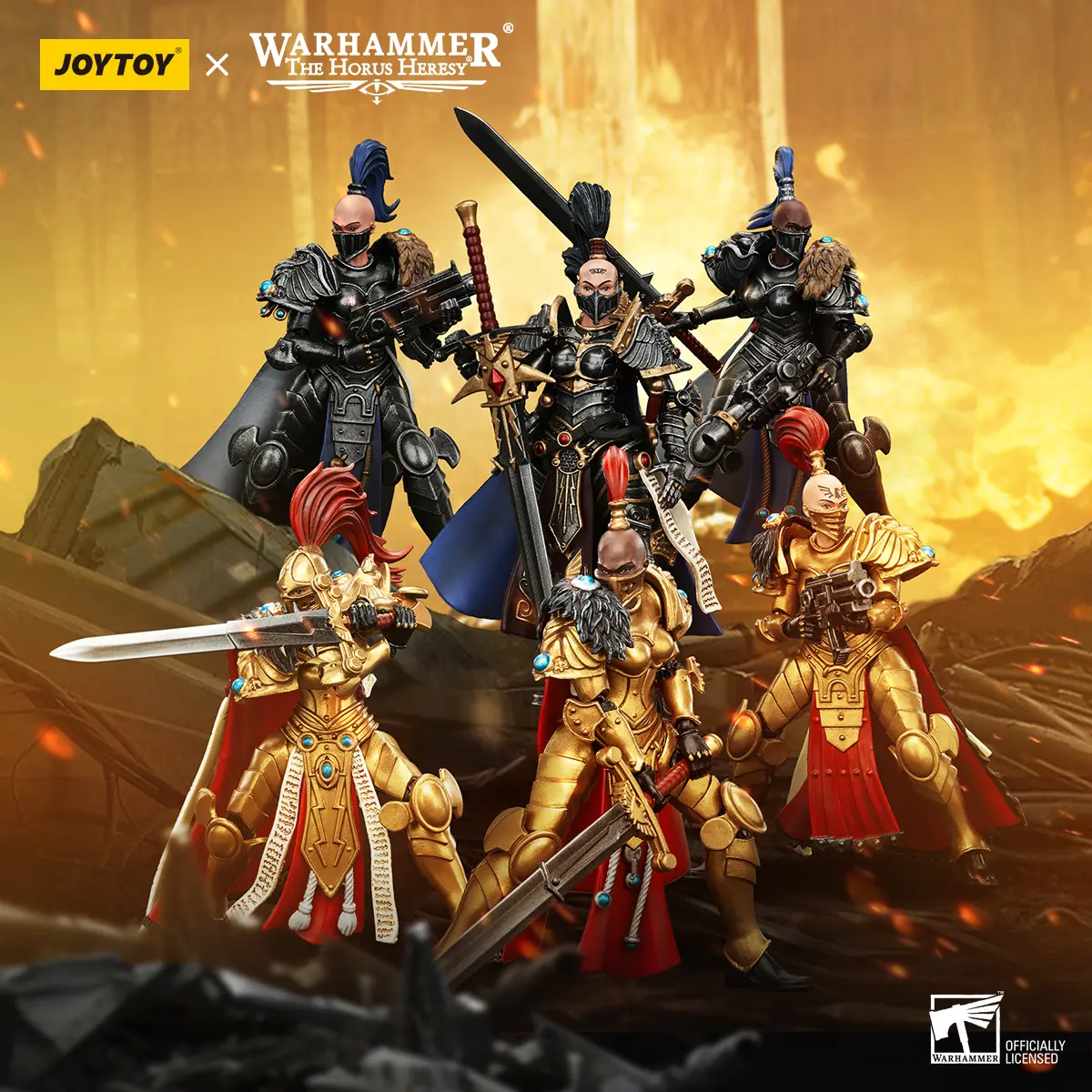 JOYTOY Warhammer 40k 1/18 Action Figures Sisters of Silence Knight-Commander Jenetia Krole White Falcons Vigilator Cadre Battle Poses Epic Fantasy