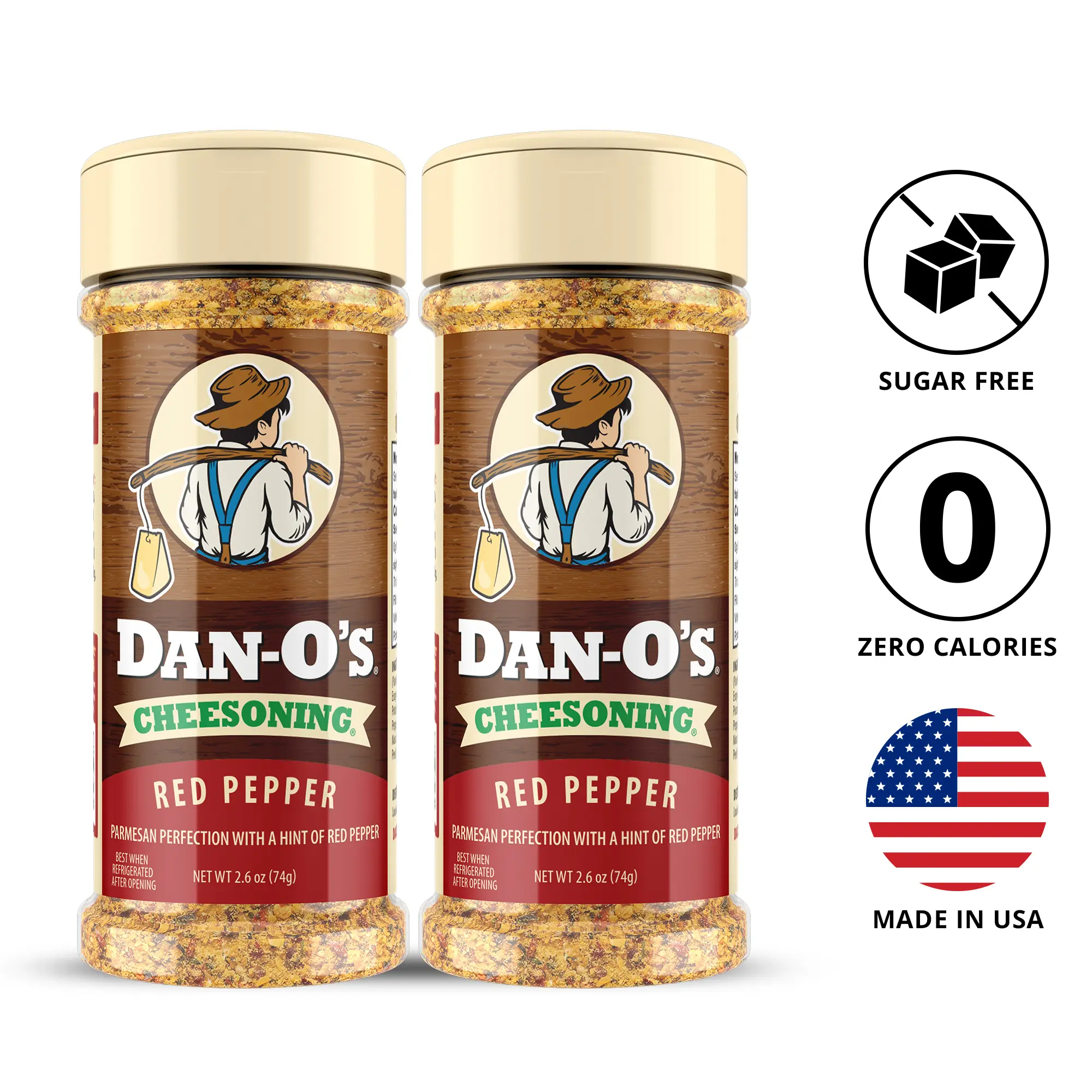 Dan-O's Cheesoning - Red Pepper - 2 Small Bottles 2.6 oz - All Purpose Seasoning - Big Flavor, Herbs & Spice - Italian parmesan cheese seasoning with