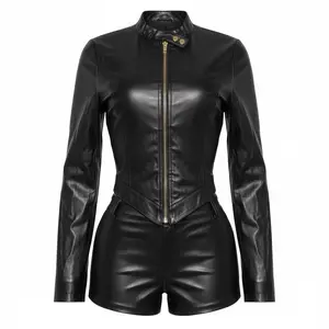 Leather Jacket and Shorts Set