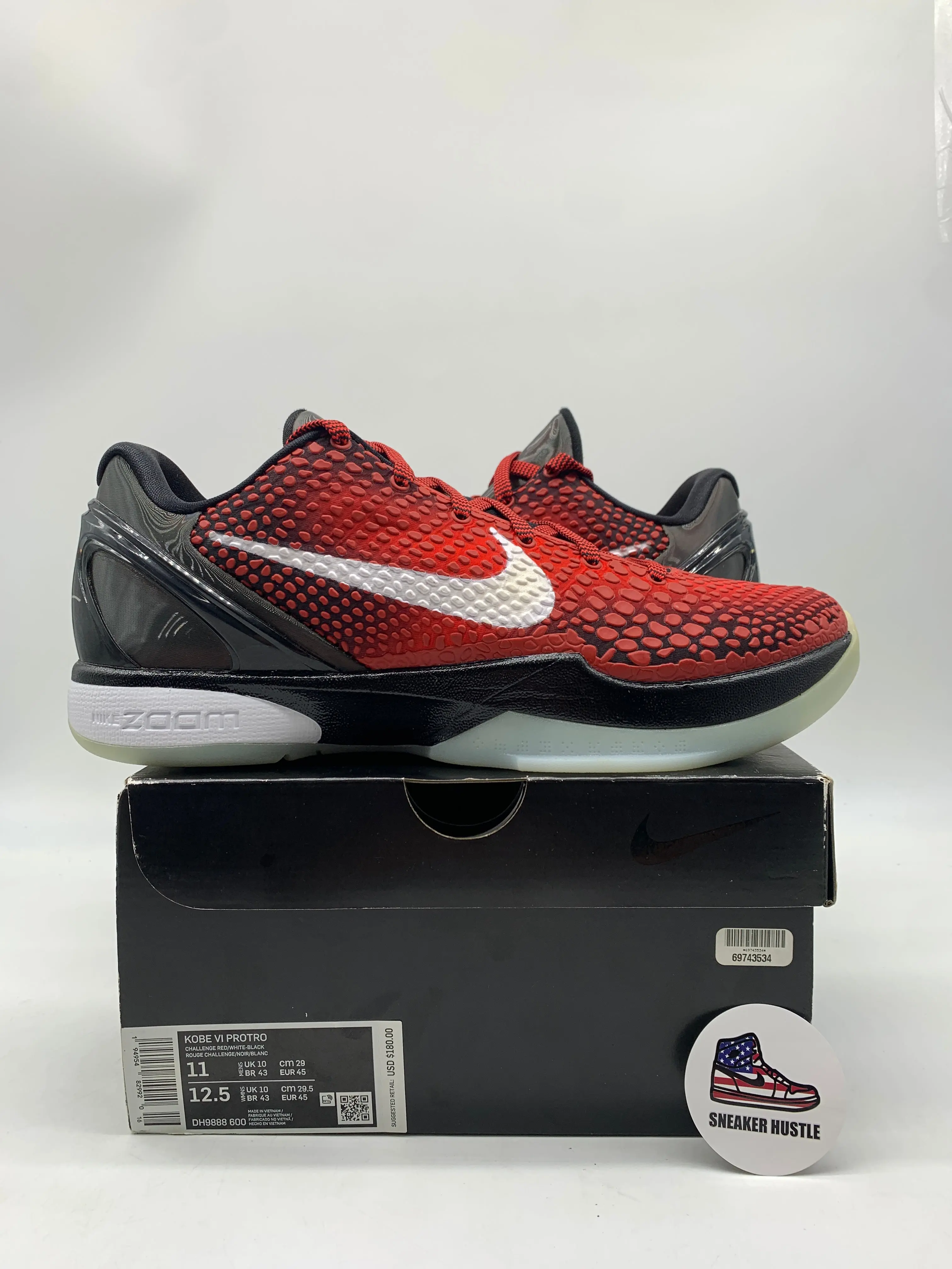 Nike Kobe 6 Protro Athletic Fit Basketball Shoes - Challenge Red All-Star (2021), US Size 11