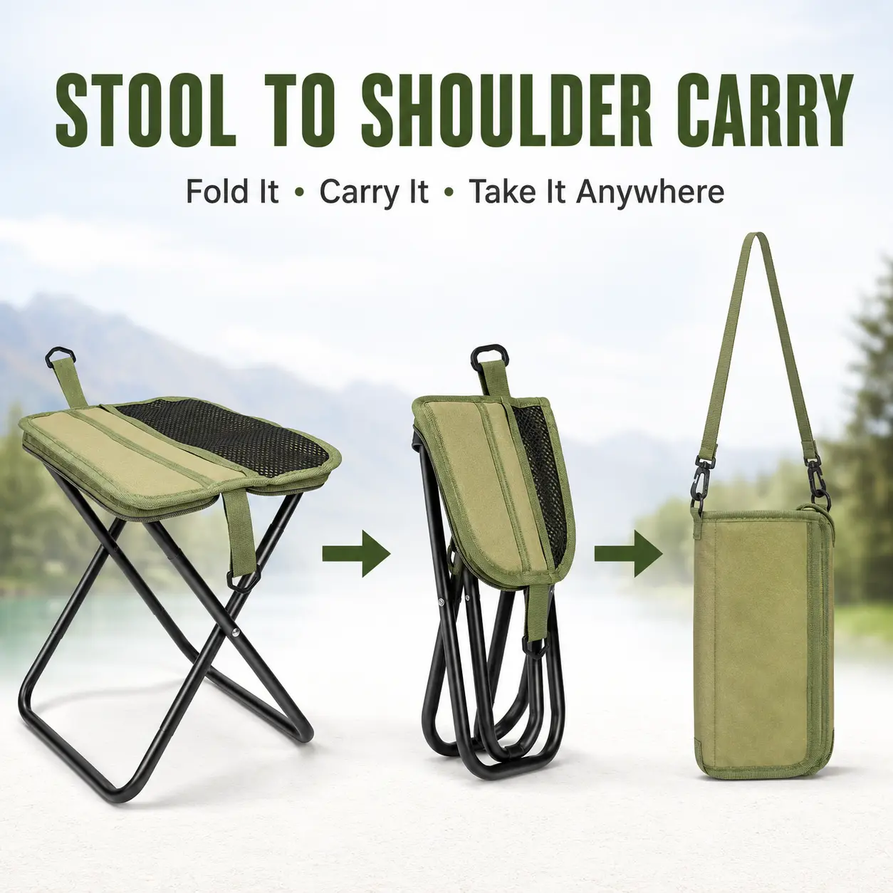 2026 New Portable Folding Stool, Lightweight Collapsible Camping Chair with Storage Bag, Compact Travel Seat for Outdoor Activities