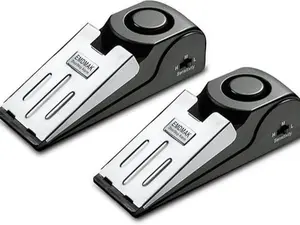 120dB Door Stop Alarm Security Stopper for Home, Hotel & Travel Safety (Black, 2 Pack)