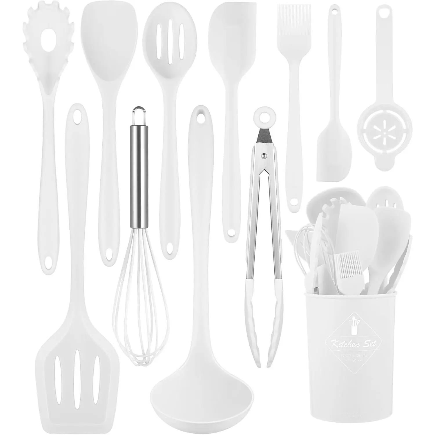 Kitchen Utensils Set-12 Pieces  Cooking Utensils Set (Dishwasher Safe) 392?F Heat Resistant Spatula Set,Kitchen Utensil Set for Nonstick Cookware, Kitchen Tools with Holder