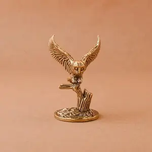 Brass Resin Owl Figurine, Office Decor Craft Gift, Decorative Piece Home Decoration Ornament, Copper Eagle Statue, Unique Artistic Design