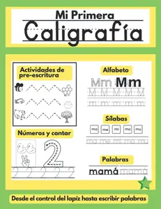 Mi Primera Caligrafía: Libro de prekínder en español para niños aprender a repasar letras, números y formas; -aprender a escribir