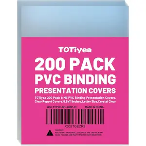 200 Pack 8 Mil PVC Binding Presentation Covers, Clear Report Covers for Binding, 8.5x11 In