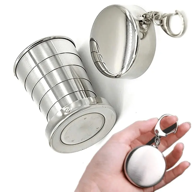 1pc 75/150/250ML  Folding Cup Camping Cookware  Retractable Cup Outdoor accessories Outdoor Drinkware Teacups Teaware Camp Utensils Tableware Folded Cup Stainless Steel Cup Metal Cup Portable Travel Mug Camping Supplies