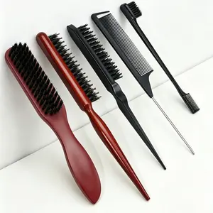 5-piece Hair Styling Comb Set with Beard Brush Set, Slick Back Hair Brush Set Edge Control Brush Comb for Women Men Hair Styling & Beard