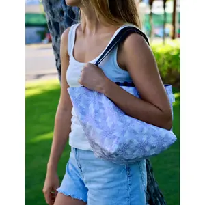 Honolulu Tote Bag Hawaiian Quilt Naupaka & Palaka Navy (Reversible)