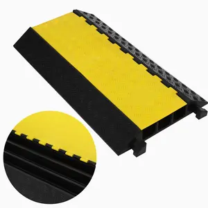 GARVEE 3 Large Channel Rubber Cable Ramp Cable Protector Ramps, 28000 lbs Load Capacity Heavy Duty Traffic Speed Bump Cable Cord Cover Ramp Wire Hose Protective for Driveway Indoor Outdoor, 1 Pack