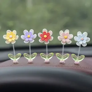 5pcs Daisy Car Dashboard Decor, Cute Flower Decoration for Home & Auto Interior, Creative DIY Craft Gift Idea for Women & Girls, Car Ornament