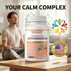 Cunkore Natural 8-in-1 Synergistic GMO-Free Daily Nutrient Supplement - Ashwagandha, Magnesium Glycinate, L-Theanine, 5-HTP - Melatonin-Free Gentle Magnesium Sleep Support for Cortisol Harmony, Positive Mood, Sharp Mind, Natural Sleep Boost Supplements