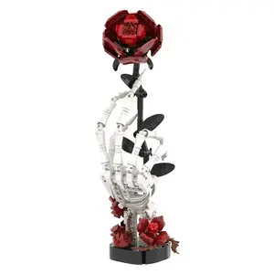 Dark Gothic-Style Art Building Block Kit | DIY Hand-assembled Skeleton & Rose Model | Desktop Art Decoration | Creative Collectible Gifts for Adults | 357-Piece Build-It-Yourself
