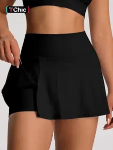 Women's Solid Color High Waist Sports Skort, Sporty Mini Skort with Built-In Shorts, Ladies Sportswear for Tennis, Golf and Workout, Lightweight Athletic Skort, Workout Skirts, Golf Skorts, High Waisted Skorts, Tennis Attire