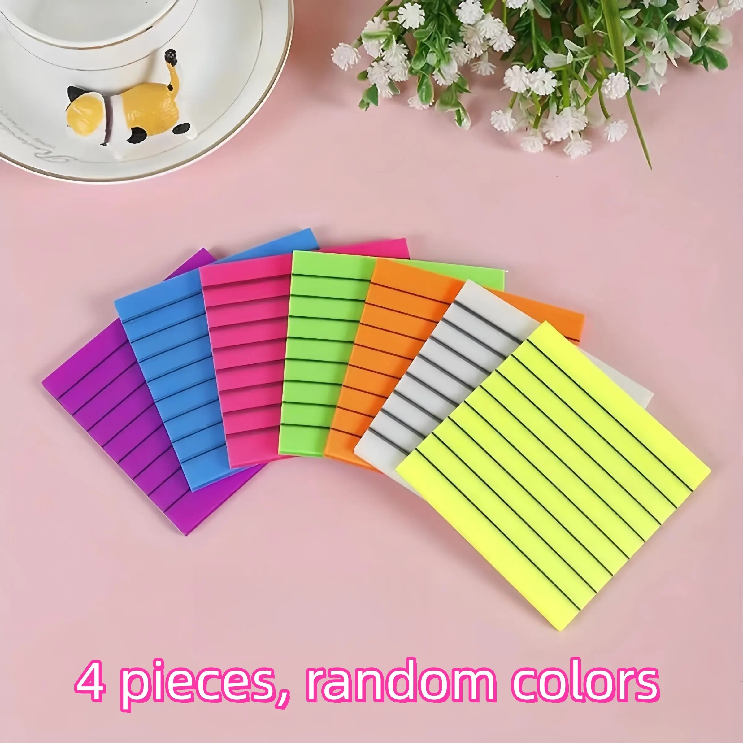 Vibrant Fun and Lively Super Sticky Power Notebooks, 4 Pack, 45 Sheets Each, 7.5x7.5cm Compact Size Multicolor Stickers, Back to School Supplies, School Notes, Stationery, Sticky Labels, Sticky Note Tabs, High Adhesive Stickers