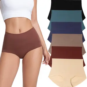 SNUG HAVEN Women's Seamless High-Waist Tummy-Control Underwear Invisible Hip-Lifting Slimming Briefs Quick-Drying Breathable Soft Skin-Friendly High-Elasticity Plus-Size Underwear Pack of 4/6 S-XXL Shaping Panties Minimalist