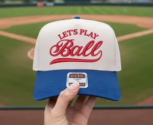 Let's Play Ball Embroidered Trucker Hat, Baseball Hat, Baseball Mom Hat, Softball Mom Hat
