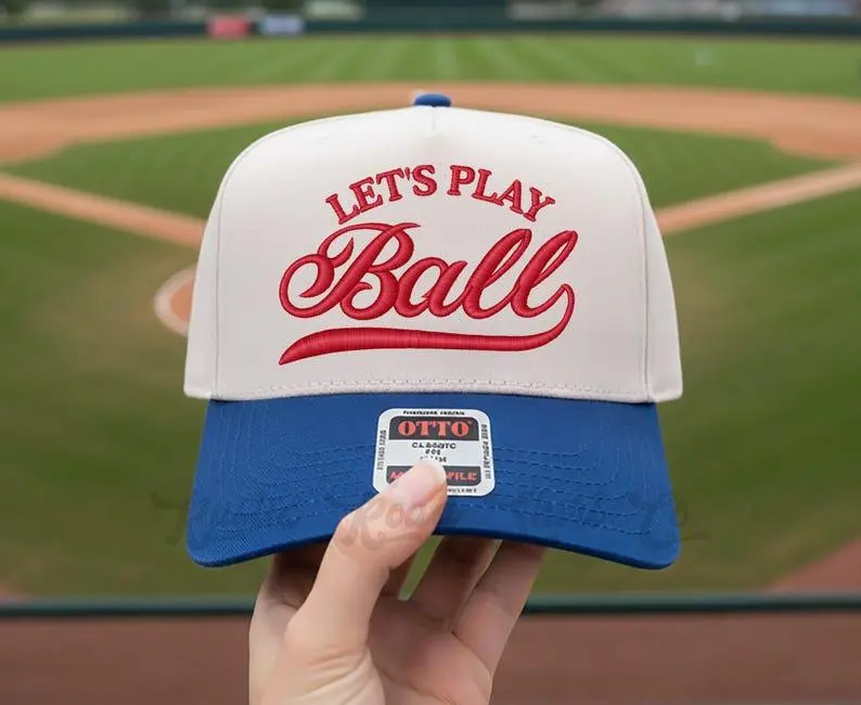 Let's Play Ball Embroidered Trucker Hat, Baseball Hat, Baseball Mom Hat, Softball Mom Hat