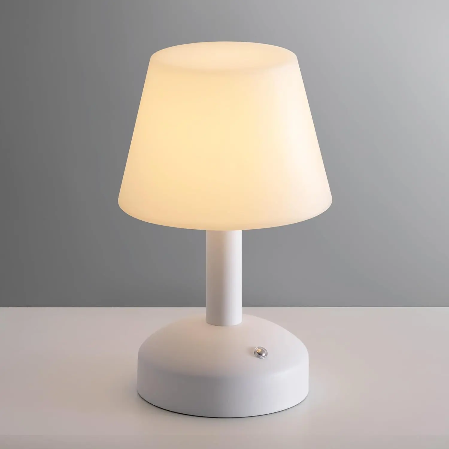 Modern Cordless Small Table Lamp - Waterproof, Dimmable LED, 4000mAh Rechargeable Battery-Operated, Portable Indoor/Outdoor Lighting for Bedroom, Bathroom (White)