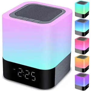 Night Lights  , Alarm Clock Touch Sensor Dimmable Multi-Color Changing Bedside Lamp, MP3 Player, Wireless