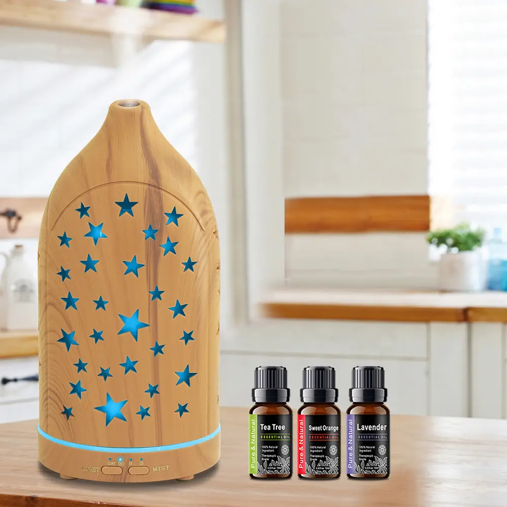 Star Hollow Ultrasonic Aroma Diffuser Humidifier - Color Changing 7-Color Nightlight, Automatic Off Switch, Sleep Aid for Home Decorers