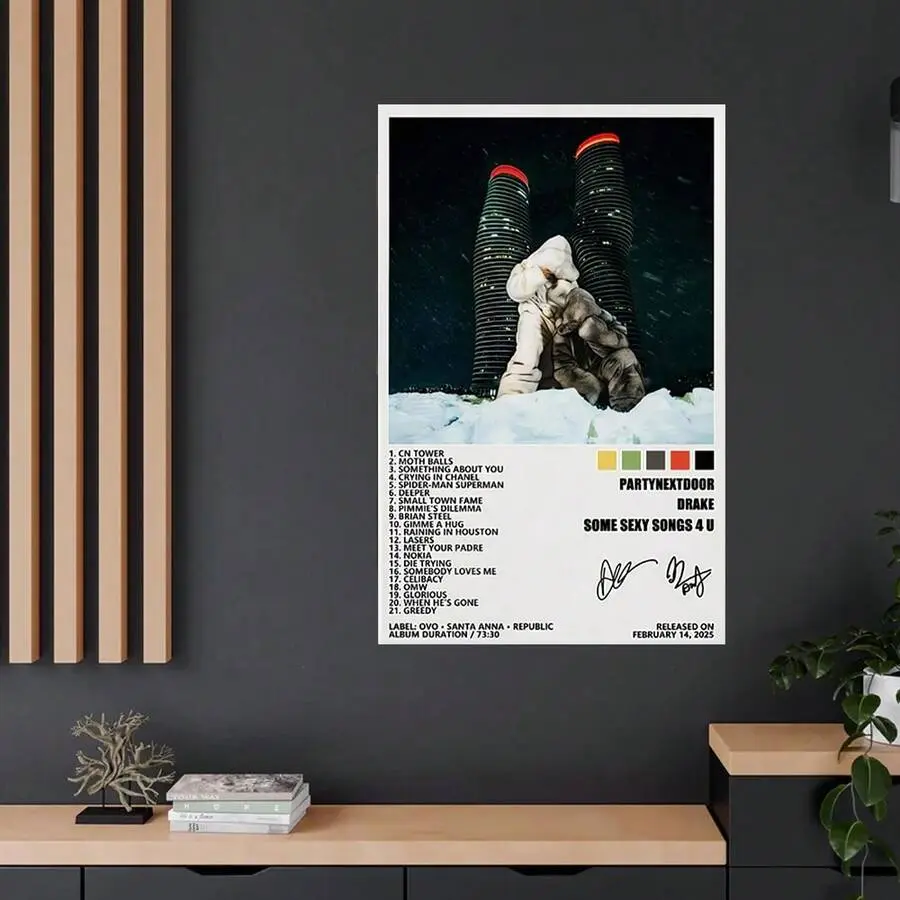 Drake & PartyNextDoor Some Sexy Songs 4 U Album Poster Tracklist Canvas Wall Art R&B Music Gift Home Decor  Title