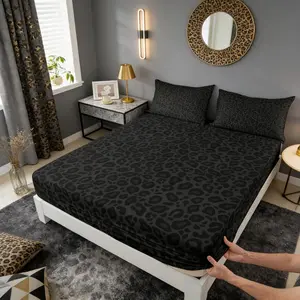 Leopard Print Bedding Set,African Cheetah Wildlife Bed Set for Teens Bedroom Decor Kids Sheet Gray Wild Animal Skin Bed Cover(1 Fitted Sheet ),No Flat Sheet No Flat Sheet