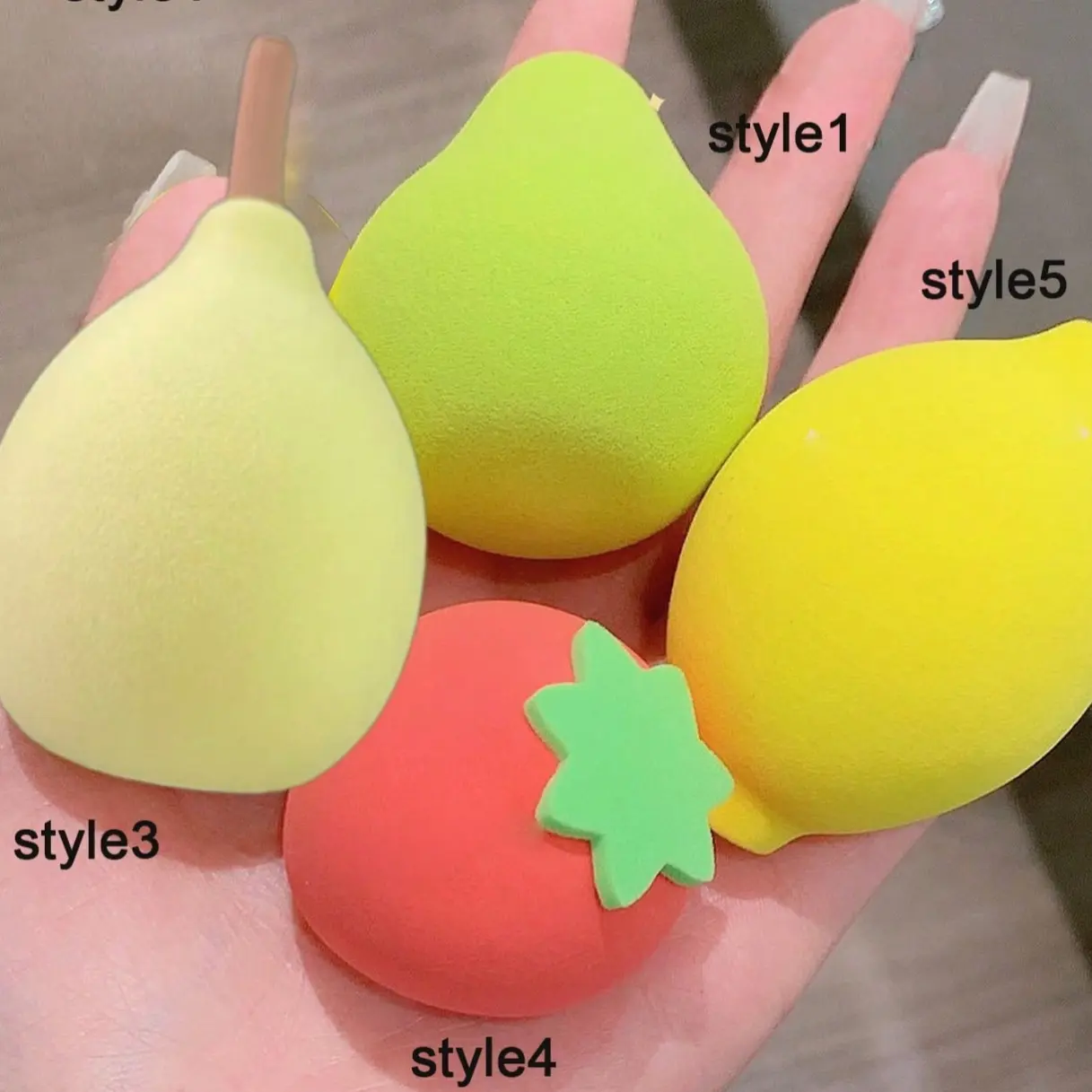 Cute Fruit Shape Makeup Sponge, Beauty Sponge, Blending Beauty Sponge, Blender Sponge, Makeup Sponges For Foundation, Peach Pear Mango Strawberry Lemon Avocado Dual Use, Soft Non-Caking, Suitable for All Skin Types