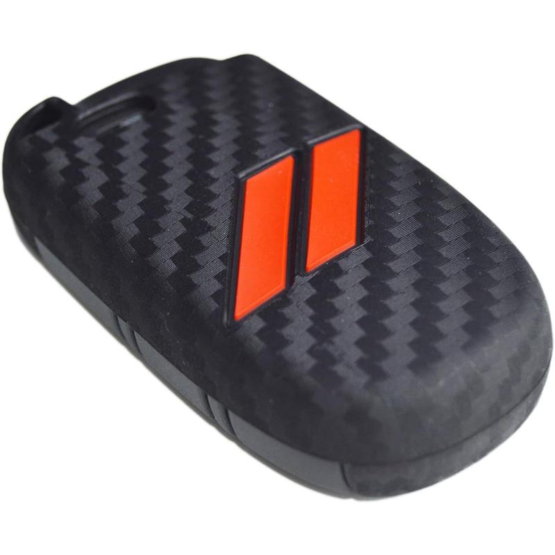 // Slash Carbon Silicone Key Fob Cover for Dodge Charger Challenger SRT Hornet R/T Dart Durango Journey Replacement Remote Keyless 5 Buttons Key Fob Case Accessories