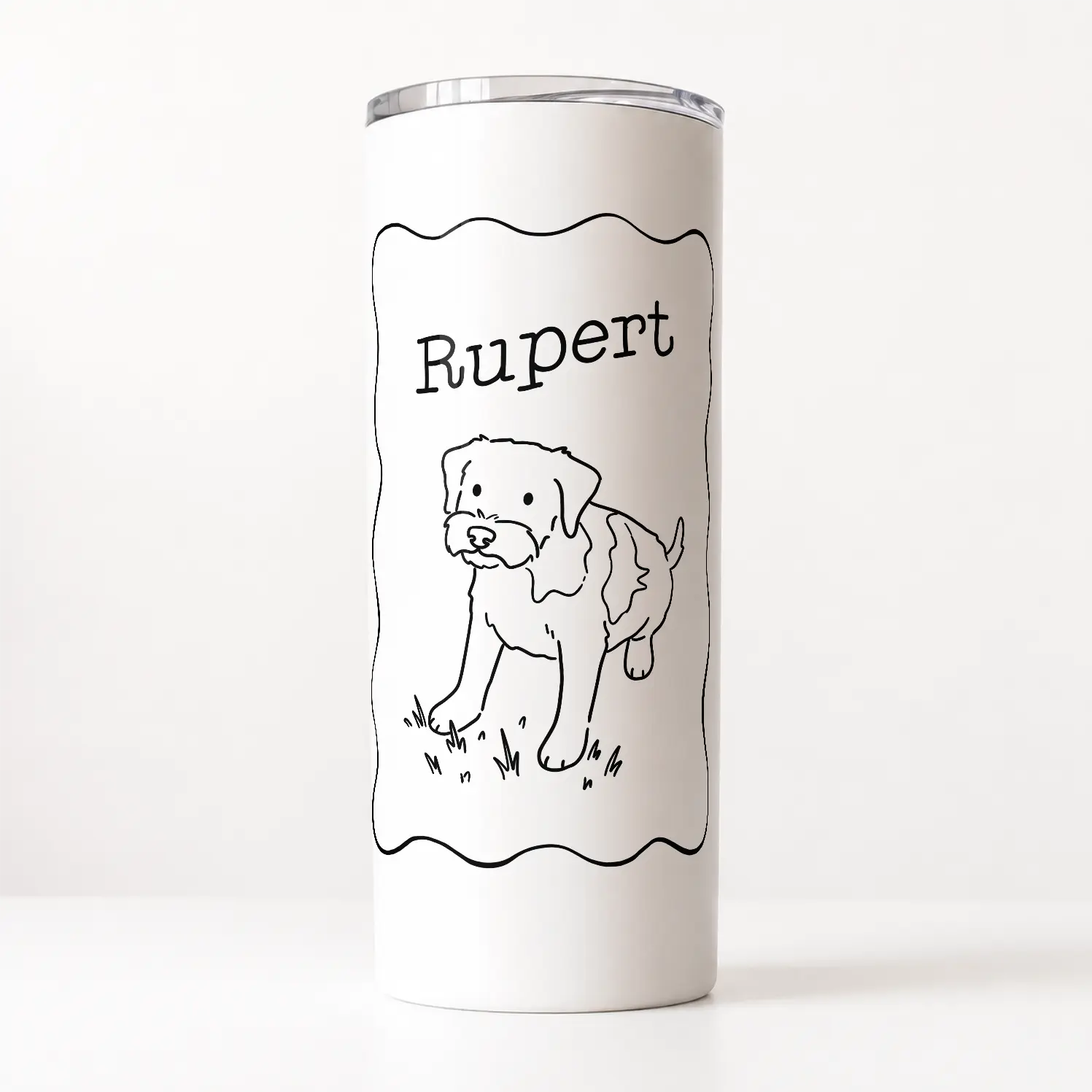 Custom Pet Portrait Tumbler | Personalized Dog or Cat Photo to Line Art 20oz Stainless Steel Tumbler