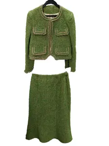 Elegant Gemstone Woven Jacket & Skirt Set, Vintage Style Fitted Women's, Two-Piece Fashion Ensemble, Perfect for Special Occasions Outfit