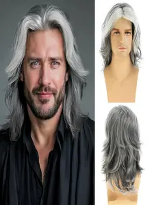 Men's Short Wavy Wig, Natural Look Synthetic Hair, Wavy Synthetic Wigs, Daily Wear, Father's Day, Halloween, All Seasons, Layered and Voluminous