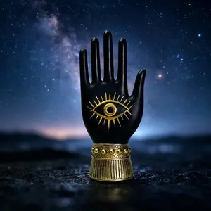 1pc Evil Eye Hand Statue Decor, All-Seeing Eye Amulet, Exquisite Desktop Ornament for Home, Ideal for Meditation & Housewarming Gifts